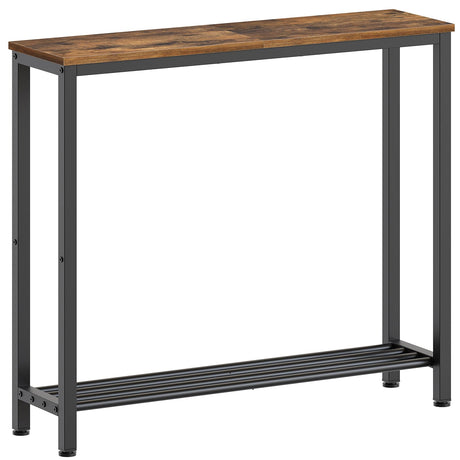YATINEY Narrow Console Table, 2-Tier Small Sofa Table, 29.5" Thin Entryway Table, Behind Couch Table with Shelves, Industrial Hallway Table, for Living Room, Foyer, Rustic Brown and Black CT03BR YATINEY