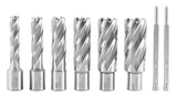 Accusize Industrial Tools Hss Annular Cutter Set, 2'' Cutting Depth, 7/16'' to 1-1/16'' Slugger Cutter, 8 Pcs/Set, HSS2-0000 Accusize Industrial Tools