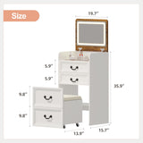 Trygoal 3 in 1 Compact Vanity, Small Dresser Desk with Flip-Top Mirror & Hidden Stool, Farmhouse Vanity Desk with USB Charging Station & 3-Color Lighting, Nightstand with Visible Glass Desktop, White Trygoal