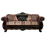 Furniture of America Eli Faux Leather Tufted Sofa in Burgundy and Dark Brown Furniture of America