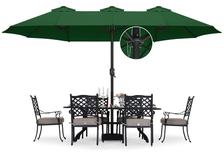 ABCCANOPY 15FT Double-Sided Aluminum Table Patio Umbrella Garden Large Umbrella,Swimming Pool, Green ABCCANOPY