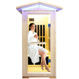 Outdoor Sauna 1 Person for Home Backyard Sauna Outdoor Infrared Sauna 1 Person Dry Sauna for Home Far Infrared Sauna Outdoor Spruce Wood Sauna 1300W Low EMF Single Person Infrared Sauna Room in Home RIGO