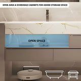 LUTHXAY Bathroom Vanity Set, Floating Bathroom Vanity with Single Sink, Solid Wood Bathroom Vanity Includes Smart Anti-Fog Mirror & Integrated Sink & Countertop, Large Capacity Mirror Cabinet (36IN) LUTHXAY