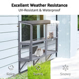 beeNbkks Cat Catio, 2 Tiers Window Box Enclosure for Multiple Indoor Cats, Expandable Wooden Cat Window Perch House, Secure Comfortable Outdoor Haven for Cats, All Weather Use, Nature Friendly Design beeNbkks