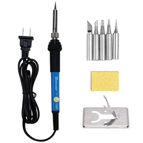 110V 60W Adjustable Temperature Electric Soldering Iron Welding Rework Repair Tool With 5pcs Solder Tip US Plug Sumsour