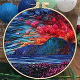 JRYYR Friendship Gifts Beginner Embroidery kit for Adults,Embroidery Kits for Beginners DIY Cross Stitch with Patterns and Instructions (Flower Forest and Sea Mountain)