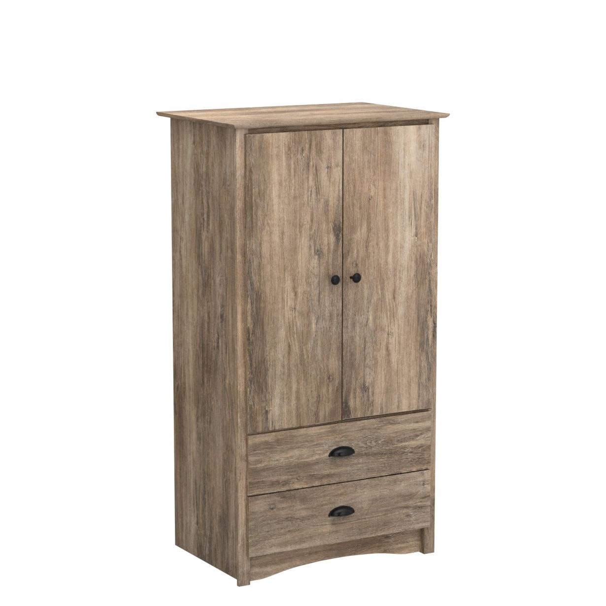 Prepac Salt Spring Rustic Wardrobe Closet with Drawers and 2 Doors, Farmhouse Armoire Portable Closet 22" D x 31.5" W x 58.75" H, Drifted Gray, DDC-3359-K - WoodArtSupply