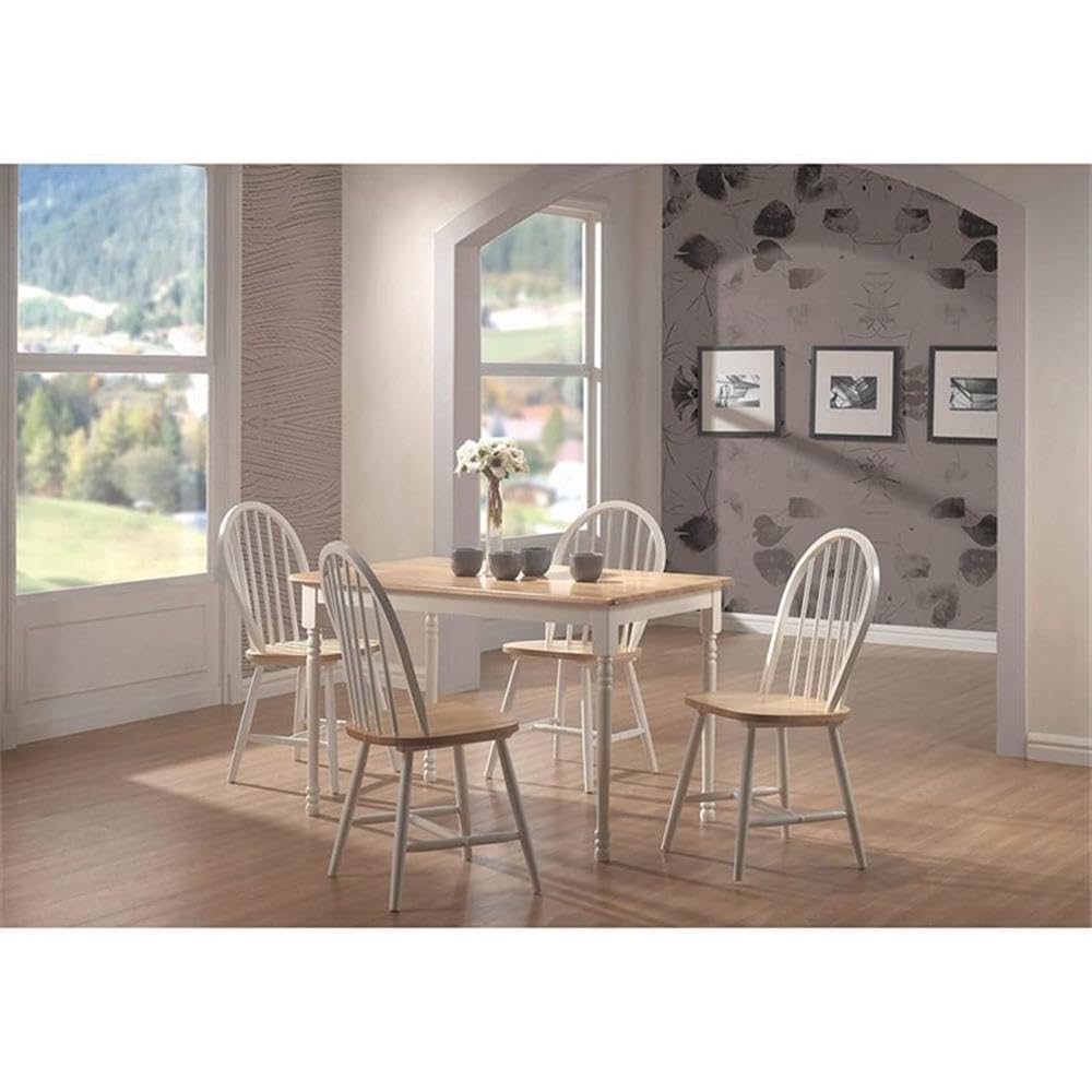 COASTER Hesperia Windsor Dining Side Chairs Natural Brown and White (Set of 4) - WoodArtSupply