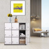 iCHENGGD Metal Locker 9 Door Storage Cabinet, Steel Storage Lockers for Employees, with Lock and Ventilation, Office School Gym Use (Grey) iCHENGGD