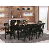 East West Furniture LGGR9-BLK-W 9 Piece Modern Dining Table Set Includes a Rectangle Wooden Table with Butterfly Leaf and 8 Dining Chairs, 42x84 Inch, Black East West Furniture