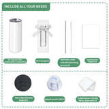 Sublimation Tumblers bulk 20 oz Skinny, 24 Pack Stainless Steel Double Wall Insulated Straight Sublimation Tumbler Cups Blank White with Lid, Individually Box,Polymer Coating for Heat Transfer ZONEGRACE