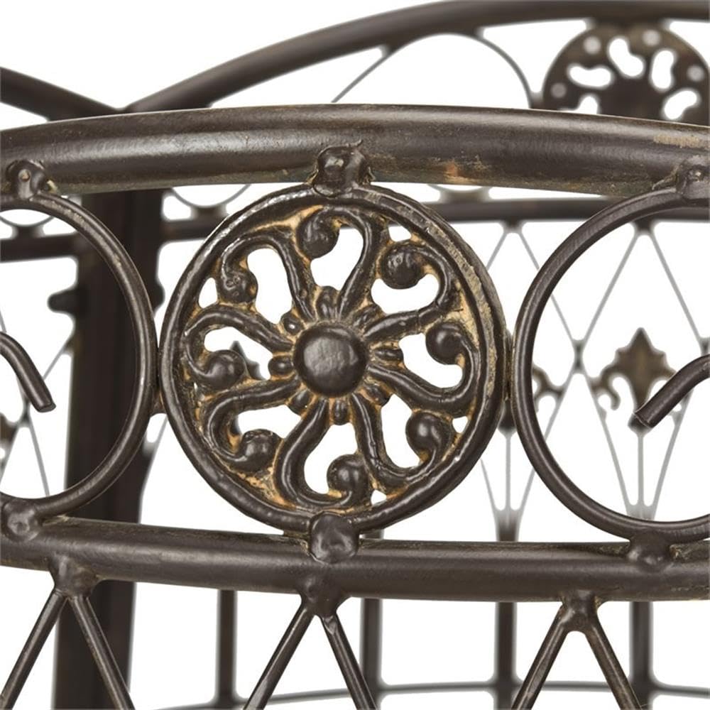 SAFAVIEH PAT5019A Collection Abia Antique White Wrought Iron 50" Outdoor Tree Bench SAFAVIEH