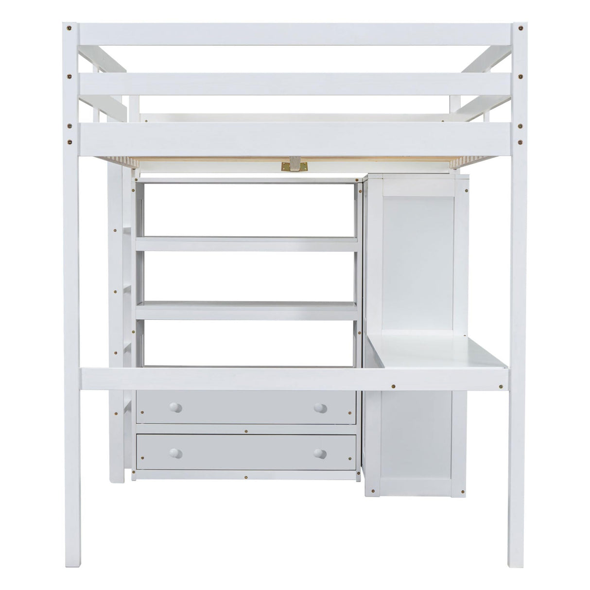 Harper & Bright Designs Full Size Loft Bed with Desk & Wardrobe, Wood Full Loft Bunk Bed with Storage Shelves and Drawers, No Box Spring Needed,White Harper & Bright Designs
