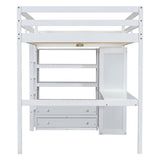 Harper & Bright Designs Full Size Loft Bed with Desk & Wardrobe, Wood Full Loft Bunk Bed with Storage Shelves and Drawers, No Box Spring Needed,White Harper & Bright Designs