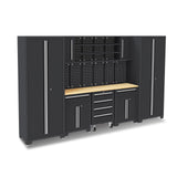 HPDMC Garage Storage Cabinet System - 9-Pc Steel Workshop Set w/Workbench Includes Cabinet Drawers & Pegboard | Gray Tool Organization System for Garage/Workshop HPDMC