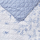 Laura Ashley Home - Queen Quilt Set, Reversible Cotton Bedding with Matching Shams, Pre-Washed Home Decor for Added Softness (Flora Blue, Queen) Laura Ashley