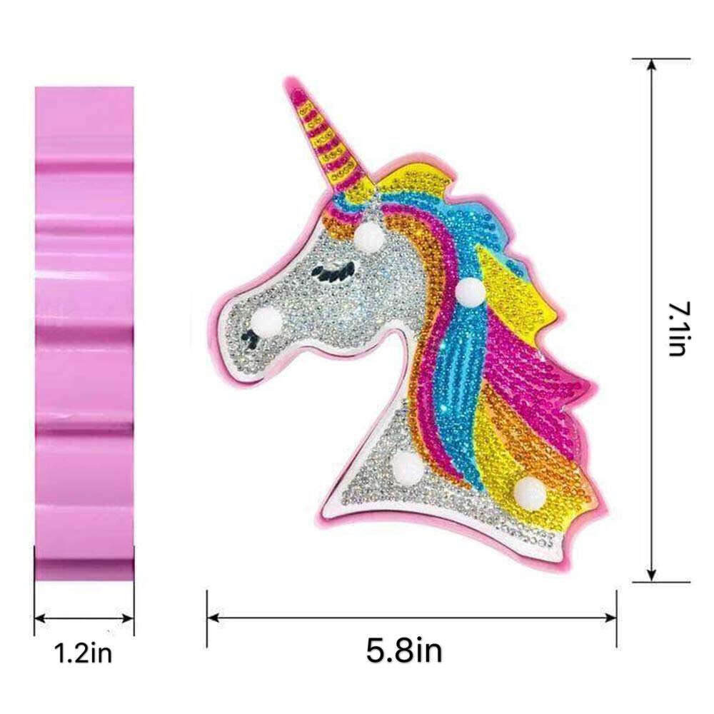 YOBEYI Diamond Painting Unicorn with LED Lights DIY Special Shaped Full Drill Crystal Diamond Drawing Bedside Lamp for Home Decoration (Unicorn A) YOBEYI