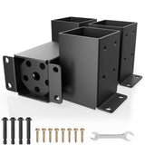 AOSTD 4x4 Post Base-13 Gauge Thick Solid Steel,Inner Size 3.5x3.5 Inch Wood Fence Post Brackets-Rust-Proof Black Powder-Coated Railing Post Brackets for Support Deck, Pergola(4 Pcs) AOSTD