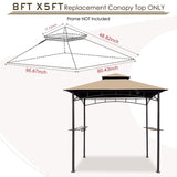 Grill Gazebo Replacement Canopy Roof – Hugline 5x8 Outdoor Grill Shelter Canopy Top Double Tiered BBQ Tent Cover Fit for Model L-GG001PST-F (Beige) Hugline