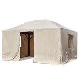 EROMMY Gazebo Cover for 12'x16' Gazebos,Outoor Waterproof Winter Gazebo Cover with Sidewalls and Mesh Windows,Convert Gazebo into a Storage Space,Beige(Gazebo not Included) EROMMY