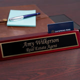 Dayspring Pens | Engraved Woodmark Rosewood Desk Wedge with Custom Name Plate and Business Card Holder. Personalized Office Gift for Business Dayspring Pens