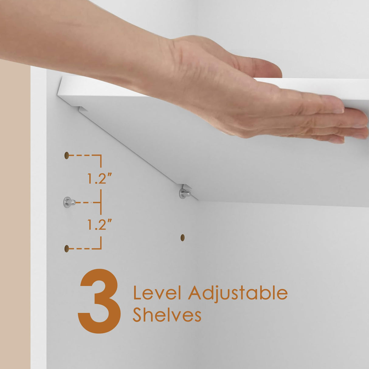 VECELO 3-Tier Bookshelf, Bookcase with Adjustable Storage Shelves, Wood with Lockable Wheels, 25.6 Inch High, for Home Office, White VECELO