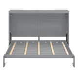 Merax ModernMurphy Cabinet Bed, Solid Wood Wall Platform Bed/No Box Spring Needed/Easy Assemble/Full,Gray Merax