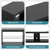 Bestier LED TV Stand for 55/60/65 Inch TV, High Gloss Gaming TV Stand with Power Outlet, Black Entertainment Center with Storage for Living Room, Bedroom, 55 Inch TV Console with Adjustable Shelves Bestier