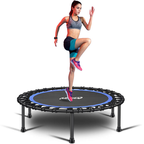 Newan 40'' Silent Fitness Mini Trampoline - Indoor Rebounder for Adults - Best Urban Cardio Jump Fitness Workout Trainer, Covered Bungee Rope System - Max Limit 330 lbs NEWAN