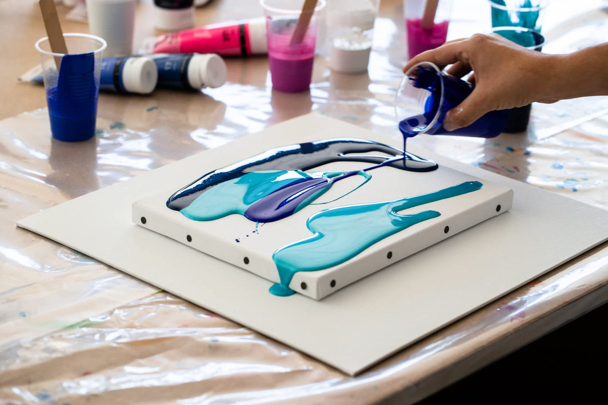 Pébéo Acrylic Pouring Paint Starter Kit - Art and Painting Supplies, Ready-To-Pour Fluid Medium, 118 Milliliter Bottles, Set of 6 Assorted Colors PEBEO