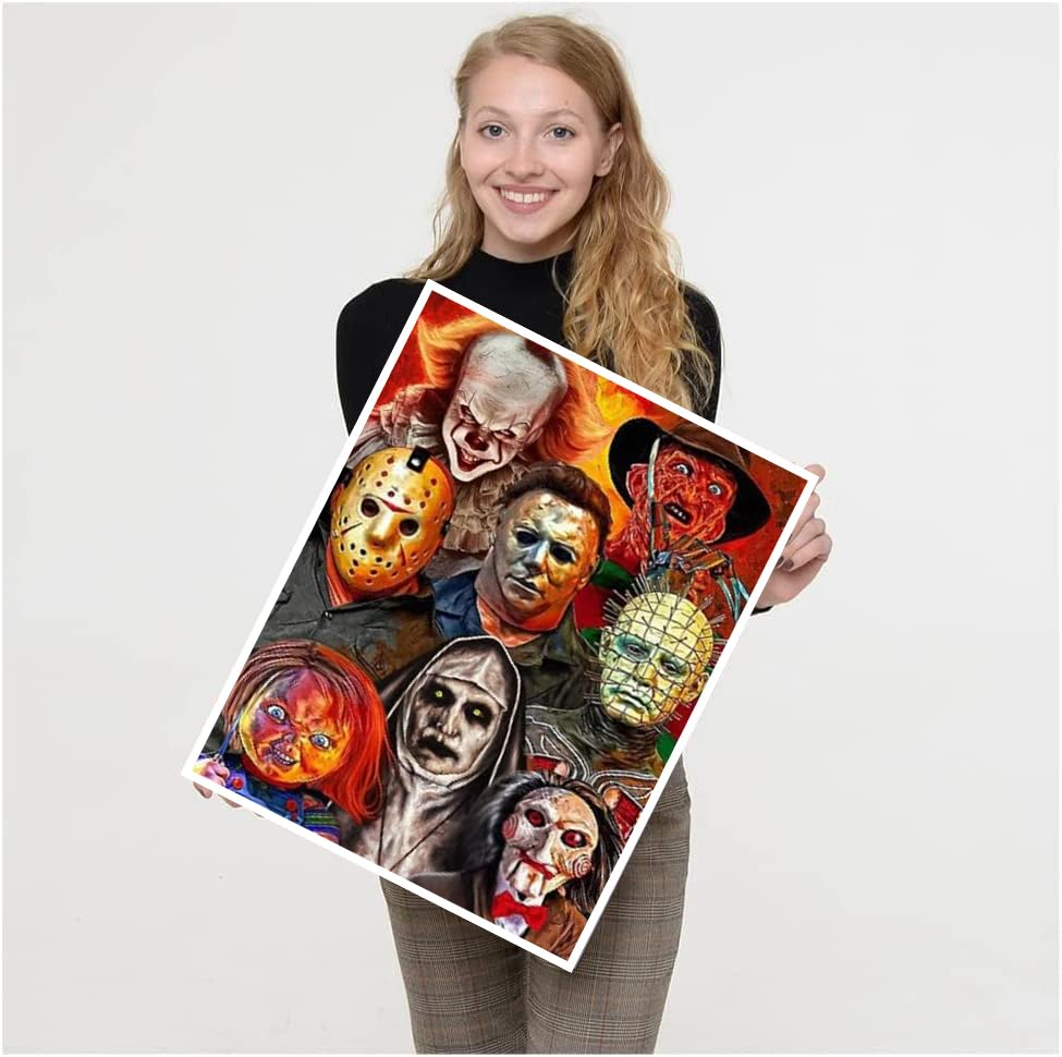 VIGEGU 2 Pack Halloween Paint by Numbers Kit for Adults with Framed,Horror Paint by Number DIY Adult Paint by Number Kits for Wall Decor 10x12in VIGEGU