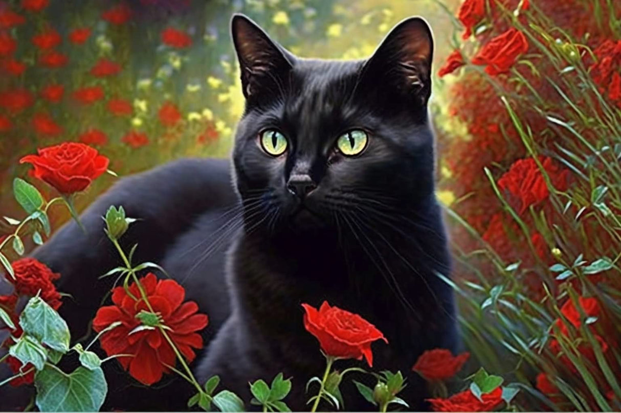 Generic Garden Black Cat, 5D Diamond Painting Kits - Exquisite Full Circle Gemstone Fine Rhinestone Art Kit for Beginners and Kids, for Room Decor & Wall Decor (8 X 12 Inch) RMSGOZO