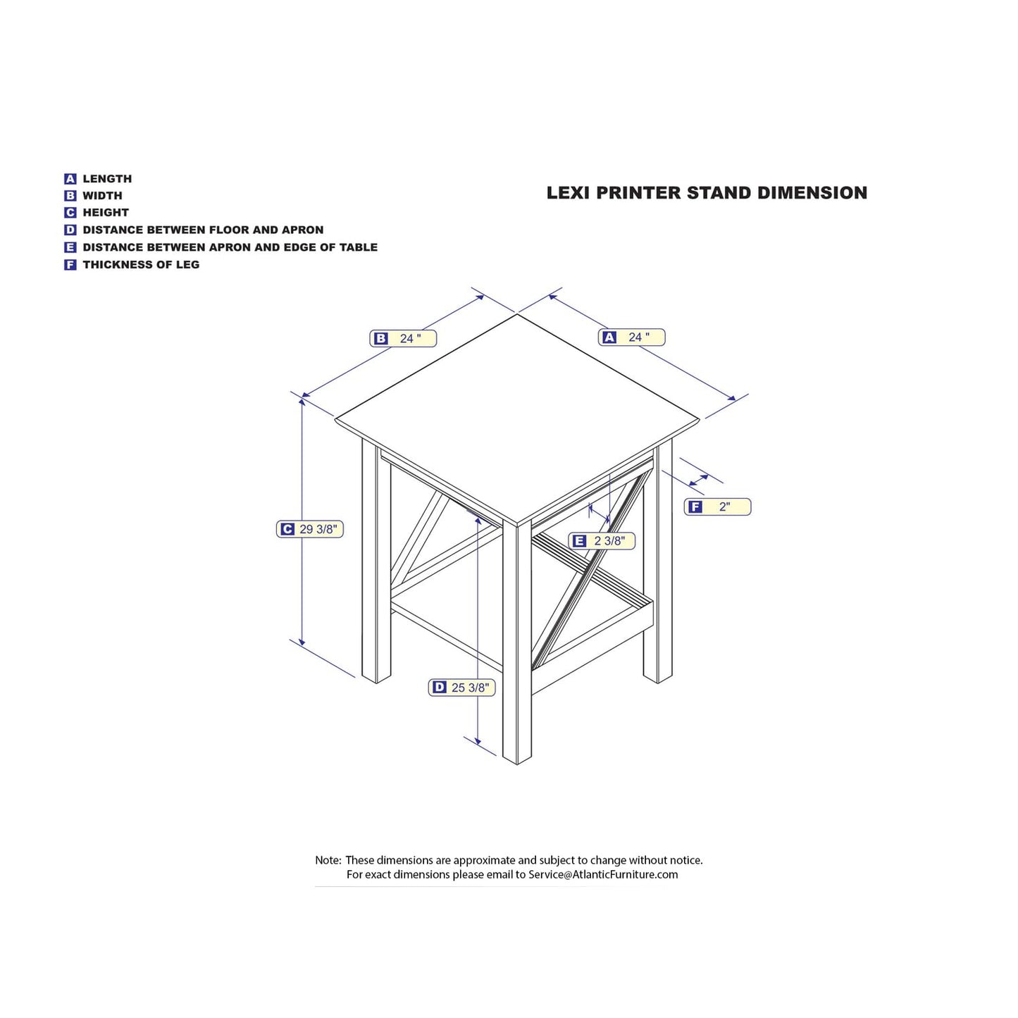 Atlantic Furniture Lexi Printer Stand with Charging Station, Walnut AH10254