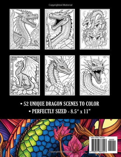 The Dragons Hoard: A Dragon Coloring Book for Adults - 52 Mythical Fantasy Dragons to Color