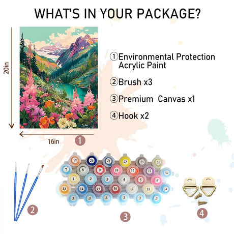 Amphol Paint by Number Kits for Adults, DIY Acrylic Mountains Landscape Adult Paint by Number Kits for Beginner, Watercolor Painting by Number Kit for Home Decor - 16“x20 Amphol