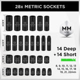 SWANLAKE 3/8" Drive Impact Socket Set, 50-Piece Standard SAE (5/16 to 3/4 inch) and Metric (8-22mm) Size, 6 Point, Cr-V, 3/8-Inch Ratchet Handle, Extension Bar, Universal Joint SWANLAKE GARDEN TOOLS