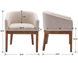 RIVOVA Beige Dining Chairs Set of 4 Mid-Century Modern Dining Chairs Linen Upholstered Kitchen Dining Room Chairs Curved Backrest Dining Chairs with Wood Leg RIVOVA