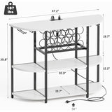 Furmax Wine Bar Cabinet for Liquor Bar Table Bar Cabinet with Lights and Outlet 4-Tier Storage Freestanding Wine Racks with Glass Holder Mini Bars for Home, Bar Furmax