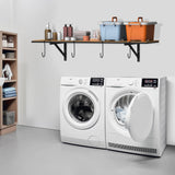 PEKGRIL Garage Wall Shelving Set of 2, 1.5X4 ft Garage Wall Shelves with 8 Hooks, Heavy Duty Wall Mounted Storage Shelf, Loads 260 lbs Each Metal Wall Shelf, Black PEKGRIL