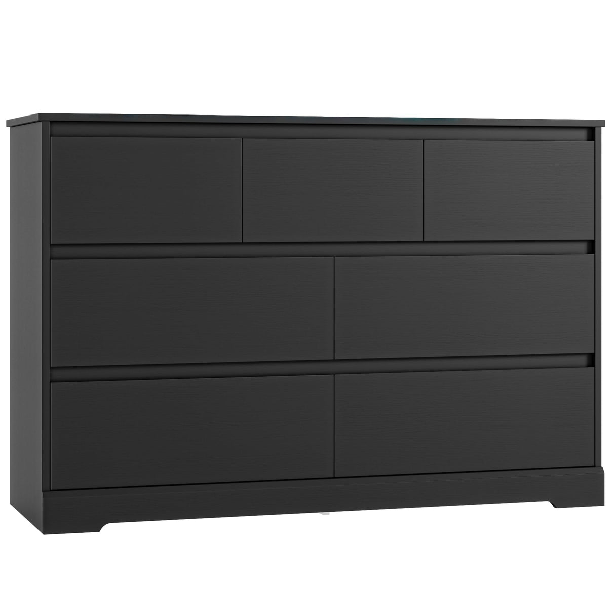 FACBOTALL Dresser for Bedroom, Modern White Dresser, Wood Chest of Drawers Nursery Dresser with Storage, 7 Drawer Double Dresser with Handle Free, Large Storage Dresser Organizer for Living Room,Black FACBOTALL