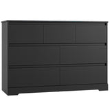 FACBOTALL Dresser for Bedroom, Modern White Dresser, Wood Chest of Drawers Nursery Dresser with Storage, 7 Drawer Double Dresser with Handle Free, Large Storage Dresser Organizer for Living Room,Black FACBOTALL