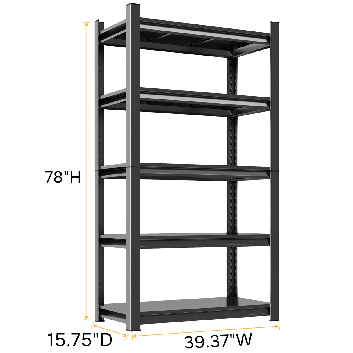 ErgoNova 78" H Garage Shelving 3000LBS Heavy Duty Shelving Units and Storage Shelves Adjustable 5 Tier Metal Shelving for Kitchen,Utility Room and Basement, 15.75" Dx39.37 Wx78 H, Black ErgoNova