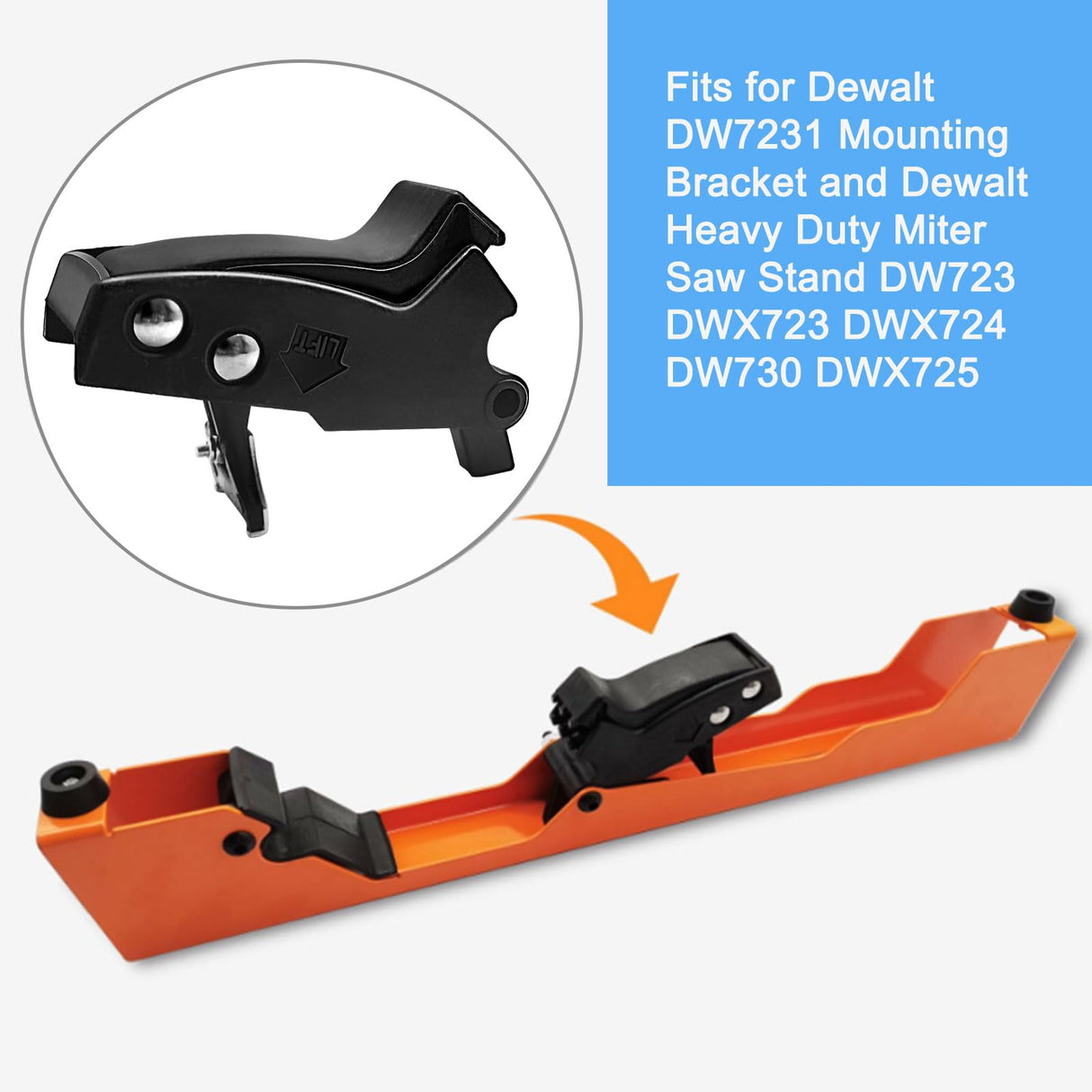 Gabasinover 2 PCS Clips with Miter Saw Mounting Brackets Compatible with Dewalt's DW7231 DE7023 DE7033 DE7025 DWX723 DW7231 DWX724 Mounting Bracket and Dewalt Heavy Duty Miter Saw Stand Gabasinover
