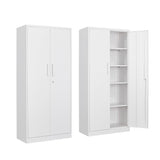 SISESOL Metal Garage Storage Cabinet with Doors and Shelves, 71" Multifunctional Garage Storage Closet Large Garage Locker with Adjustable Shelves & Locking Doors Steel Storage Tall Cabinet (White) SISESOL