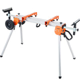 VEVOR Miter Saw Stand, 100in Collapsible Rolling Miter Saw Stand with One-piece Mounting Brackets Clamps Rollers, Heavy Duty Folding Miter Saw Stand with Sliding Rail, 500lbs Load Capacity VEVOR