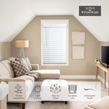 Lotus & Windoware Cordless, 2 Inch Faux Wood Blind, 40" Wide x 64" Long, Window Blinds, Blinds & Shades, Blinds for Indoor Windows, Embossed, Bright White LOTUS & WINDOWARE