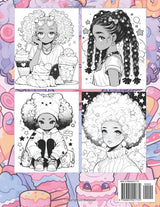Anime Coloring Book: Kawaii Black Girls: A Cute African-American Stress-Relief Japanese Comic, Manga Kawaii Coloring Book for Kids, Teens, and Adults (Anime Coloring Books) WoodArtSupply