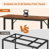 Snughome 10-30 Gallon Fish Tank Stand, Aquarium Stand 2-Tier Storage Shelves, Heavy Duty Terrarium Stand for Home Office Fish Tank Shelf, 30" L x 11.8" W x 30.7" H, Rustic Brown Snughome