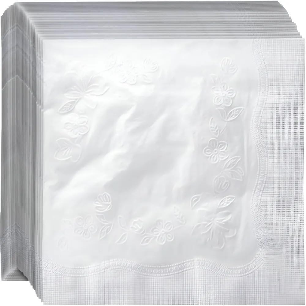 Lillian Tablesettings Premium White Napkins, Large Dinner Napkin, 3 Ply Paper White, 75 count Nicole Home Collection