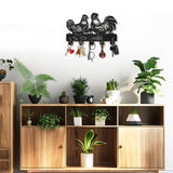 MAYJOYDIY Rooster Hen Coat Hooks Wall Mount Wood Farmhouse Animal Mushroom Key Holder for Wall 11.8×7.9inch Decorative Key Rack 5 Alloy Hooks for Gift Hallway Entryway Kitchen Farm Decor MAYJOYDIY